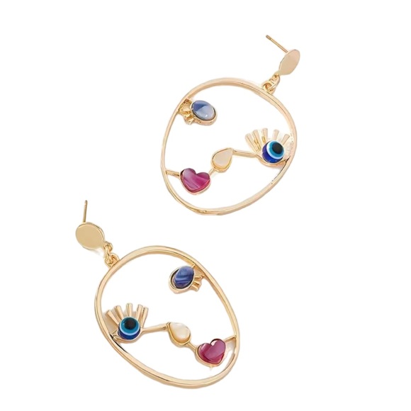 Abstract Gold Cut Metal Face with Colorful Accents - Picture 5 of 7